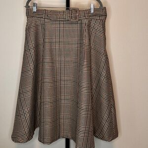 Modcloth black cream and red  A-Line Skirt with belt